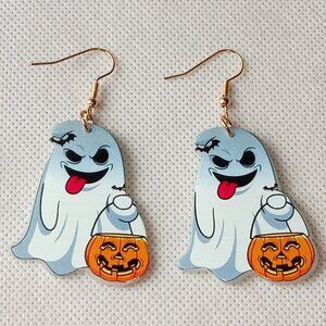 Silly Halloween Ghost Earrings, Trick or Treating Ghost Earrings, Spooky Fun